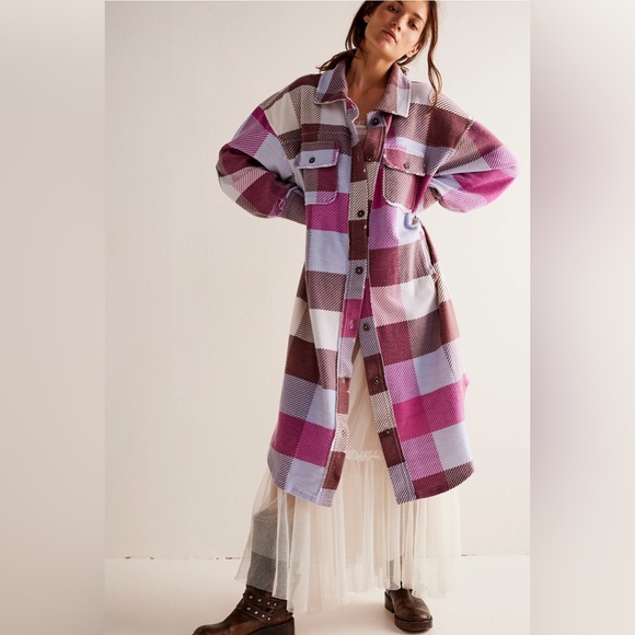 We The Free Jackets & Blazers - We the free plaid long ruby NWT!